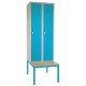 Kovová šatní skříňka s lavičkou, 60 x 85 x 185 cm, otočný zámek - Modrá - RAL 5012